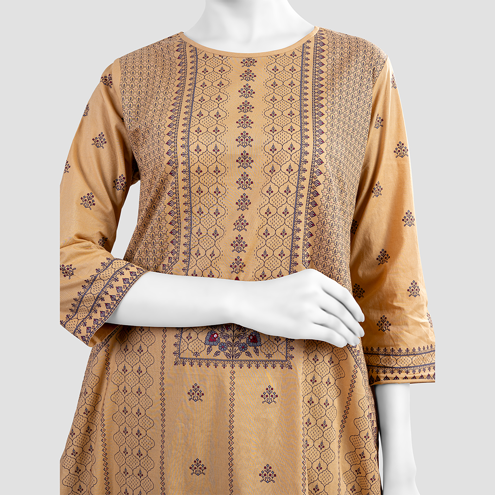 Luxury Festive Lite Biscuit Color Printed 3 Piece by MUSLIN