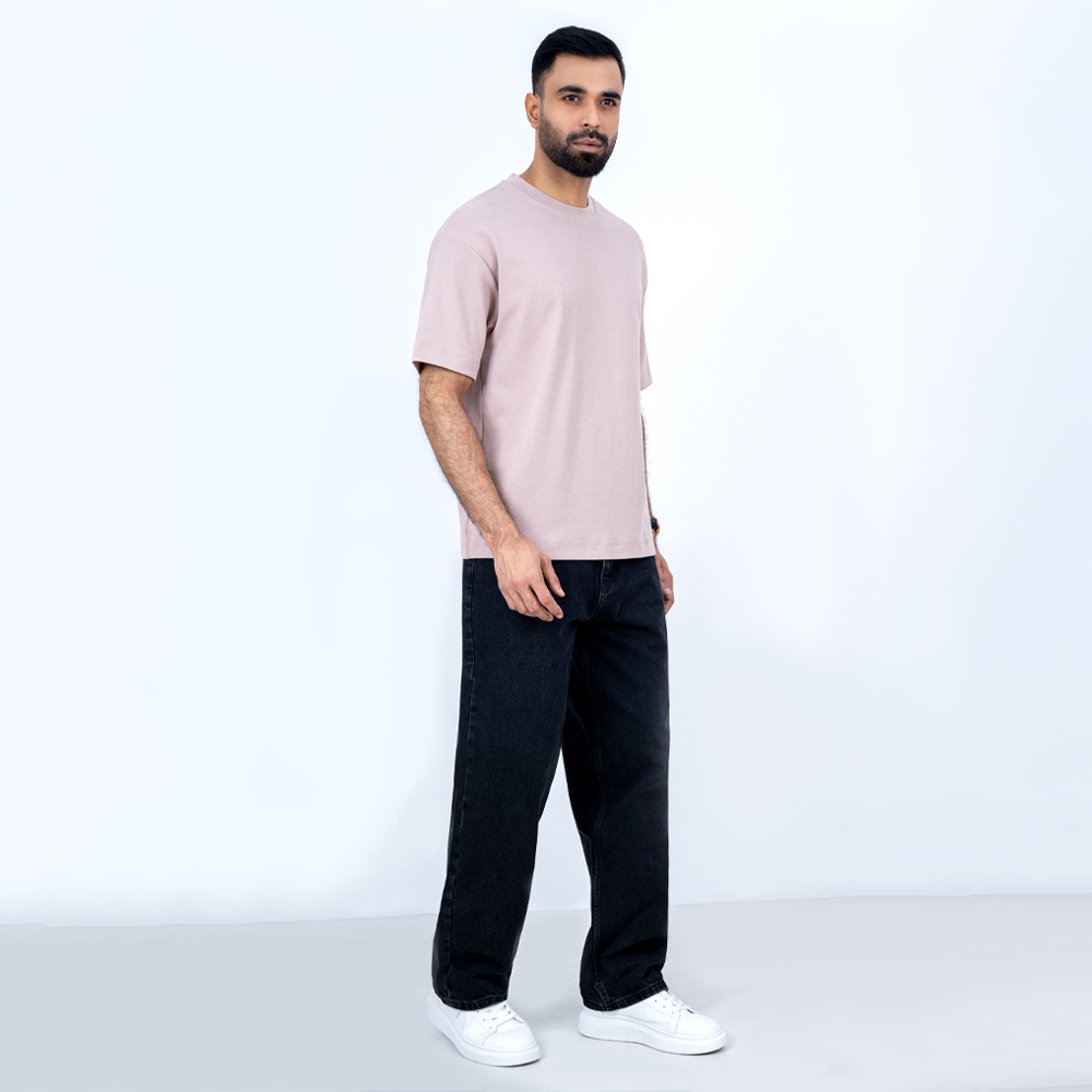 Richman Sand Color Round Neck Drop Shoulder T-Shirt