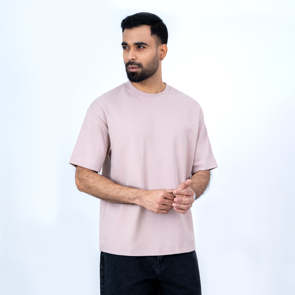 Richman Sand Color Round Neck Drop Shoulder T-Shirt