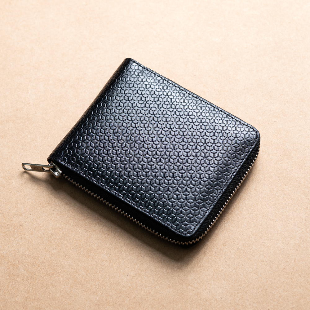 Men’s Premium Textured Zip Wallet – Black