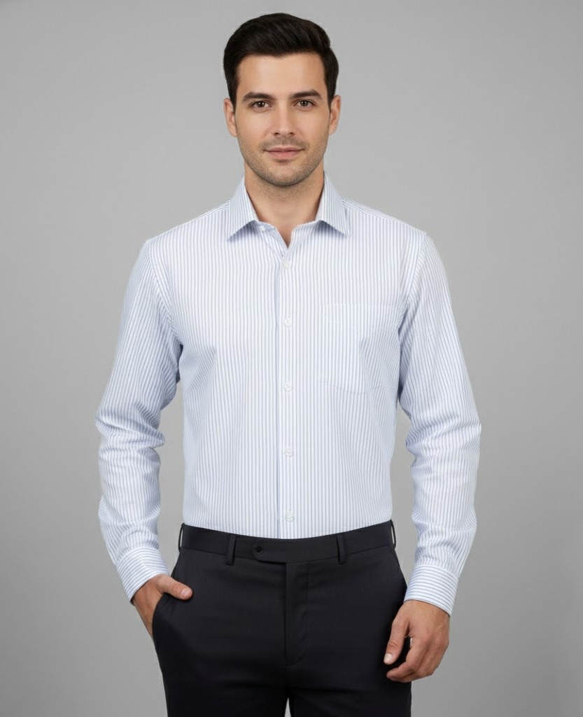 INFINITY Men’s Regular Fit Off-White Stripe Shirt