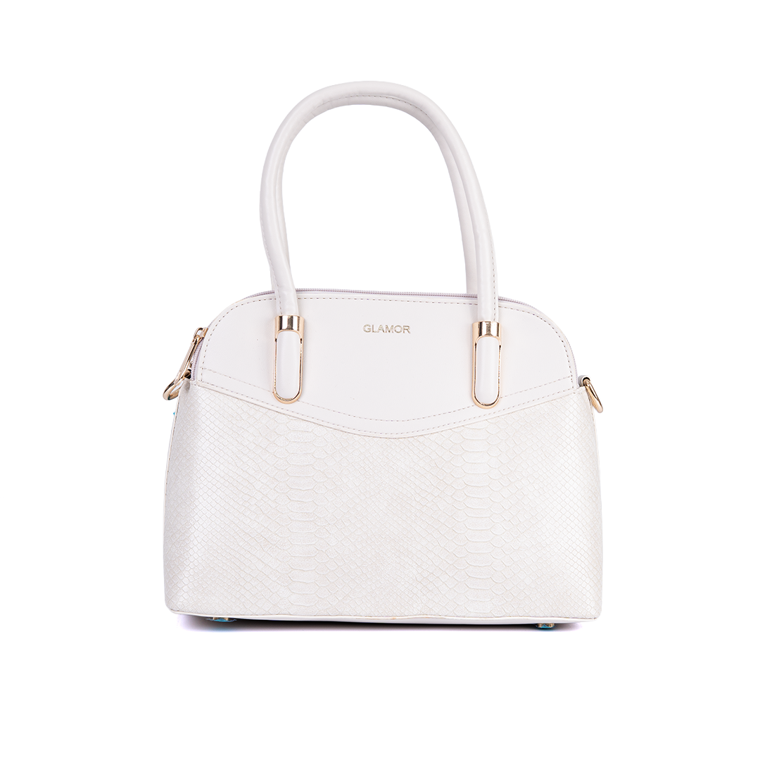 Women's White Elegant Textured Handbag