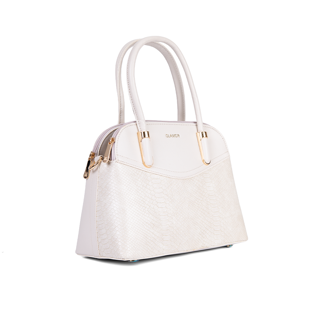 Women's White Elegant Textured Handbag