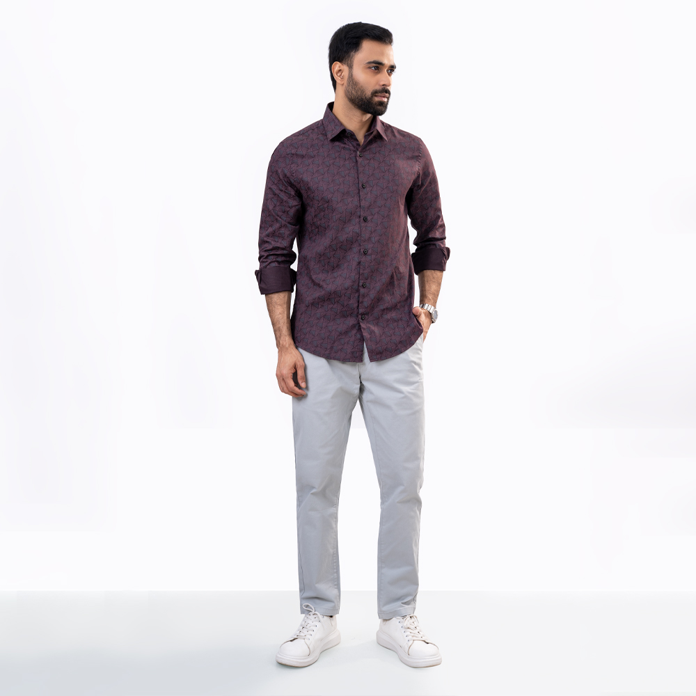 Richman Men’s Coffee Color Ultra Slim Fit Casual Shirt