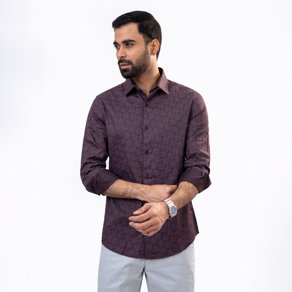 Richman Men’s Coffee Color Ultra Slim Fit Casual Shirt