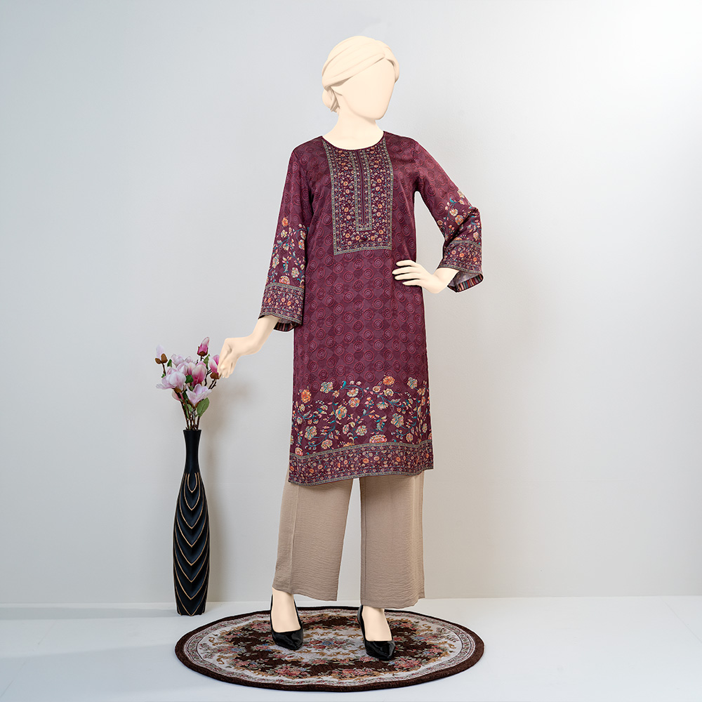 Luxury Maroon- Onion color Women’s Single Kameez by MUSLIN