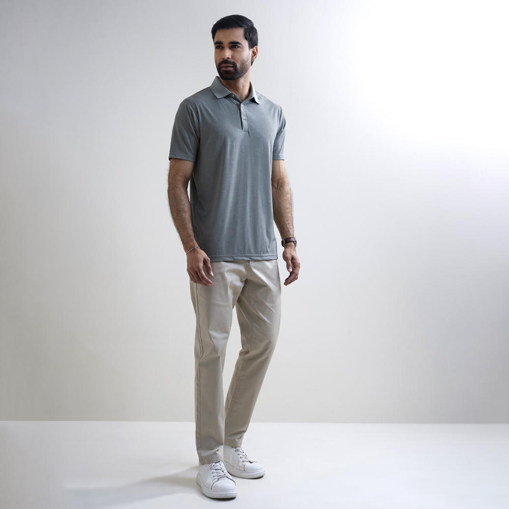 Richman Men's Jacquard Lite Green Polo Shirt