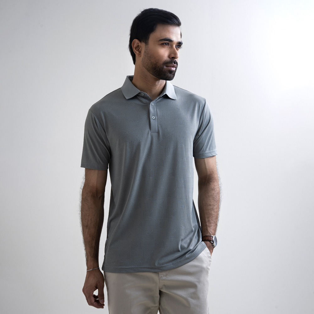 Richman Men's Jacquard Lite Green Polo Shirt