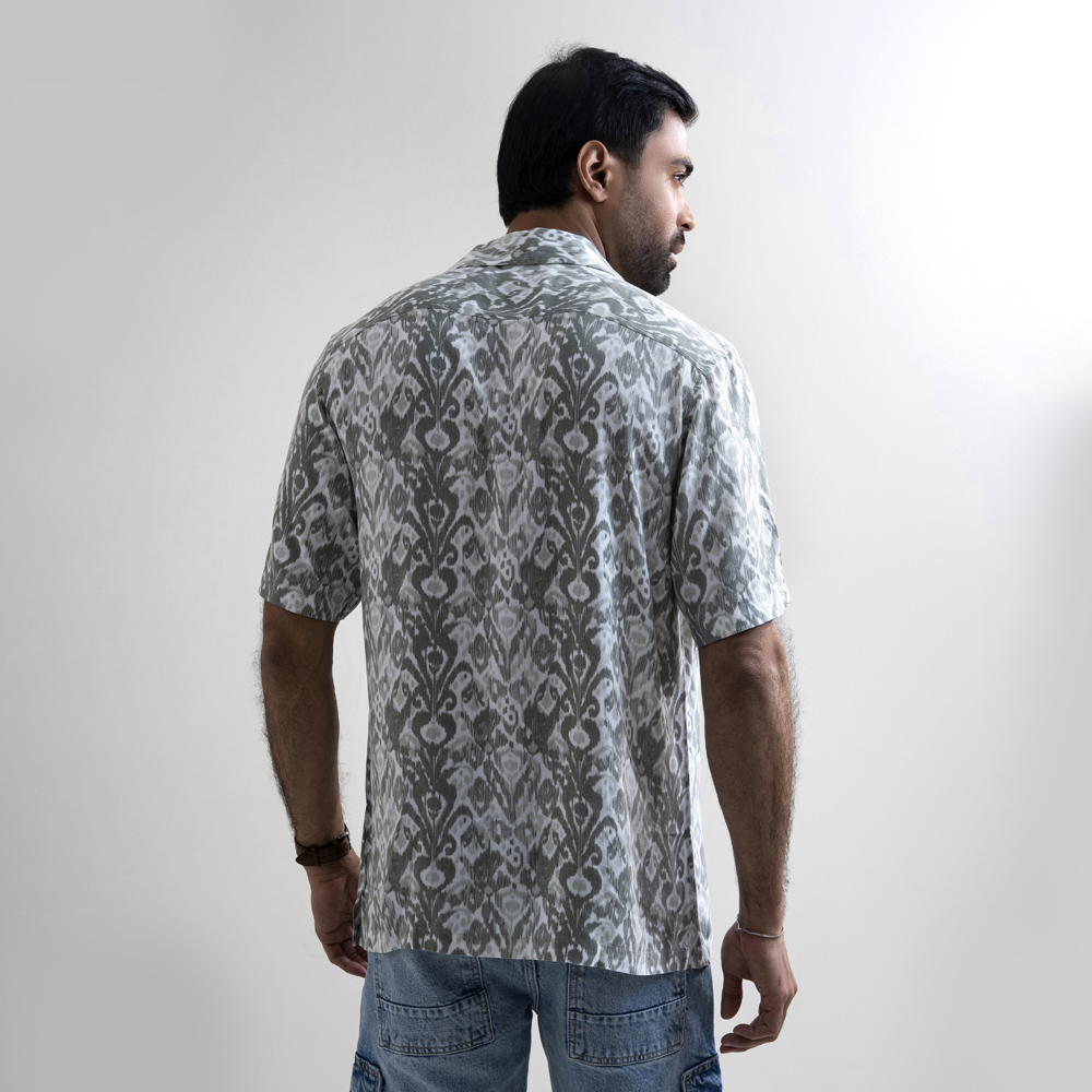 Richman Men’s Light Green Half Sleeve Printed Hawai Shirt