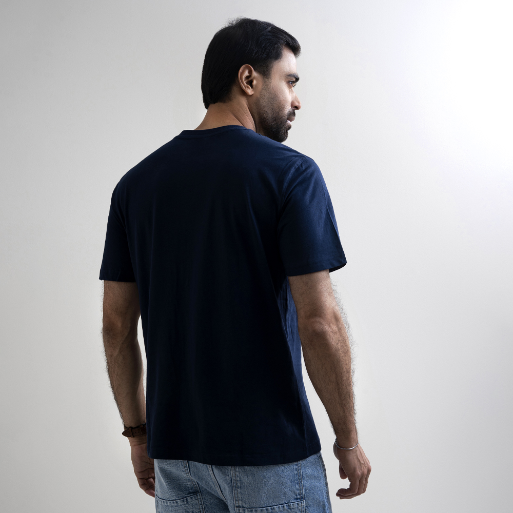 Richman Men's Navy Color Round Neck T-Shirt