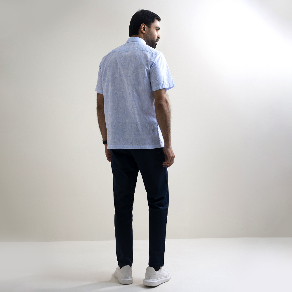 Richman Men’s Off-white Half Sleeve Printed Hawai Shirt