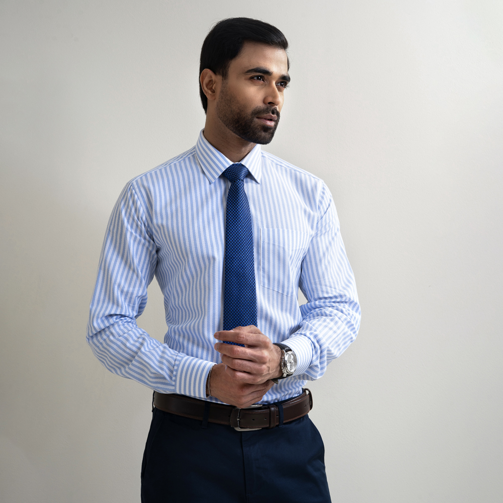 Infinity Classic Blue Stripe Premium Formal Shirt