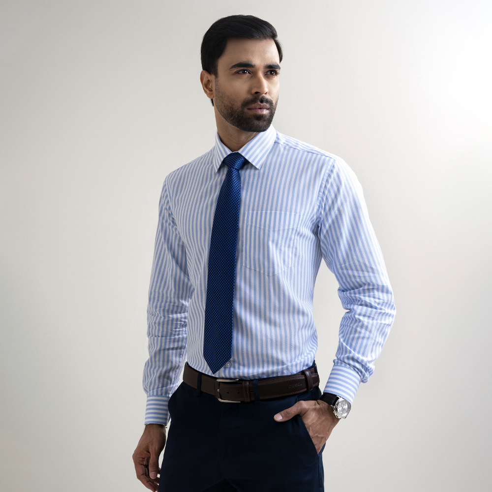 Infinity Classic Blue Stripe Premium Formal Shirt