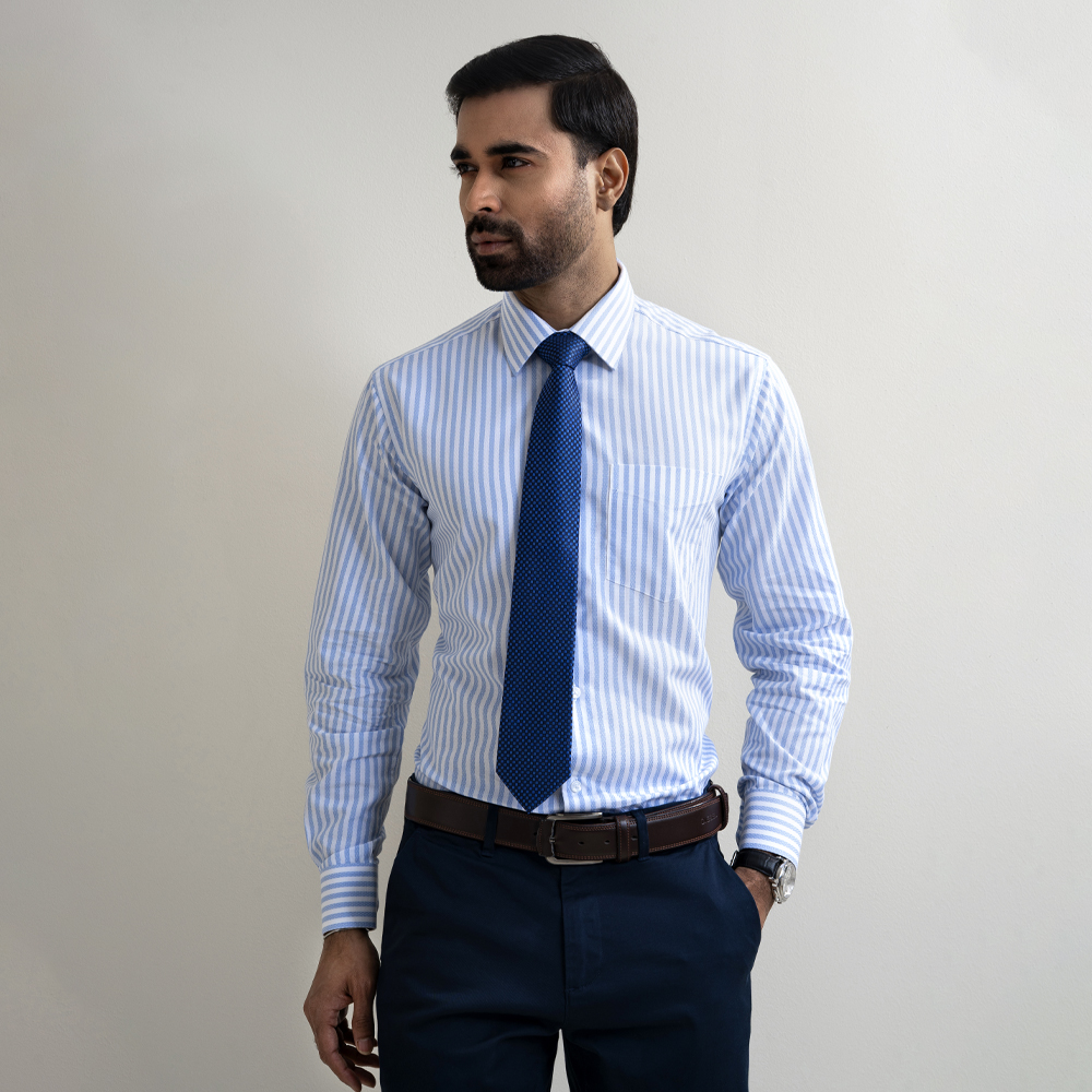 Infinity Classic Blue Stripe Premium Formal Shirt