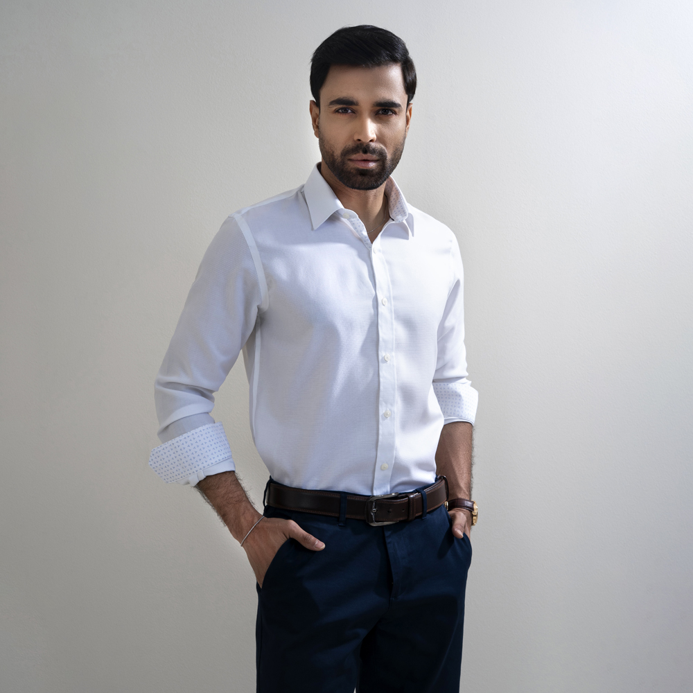 Richman Men's Slim Fit White Color Formal Shirt