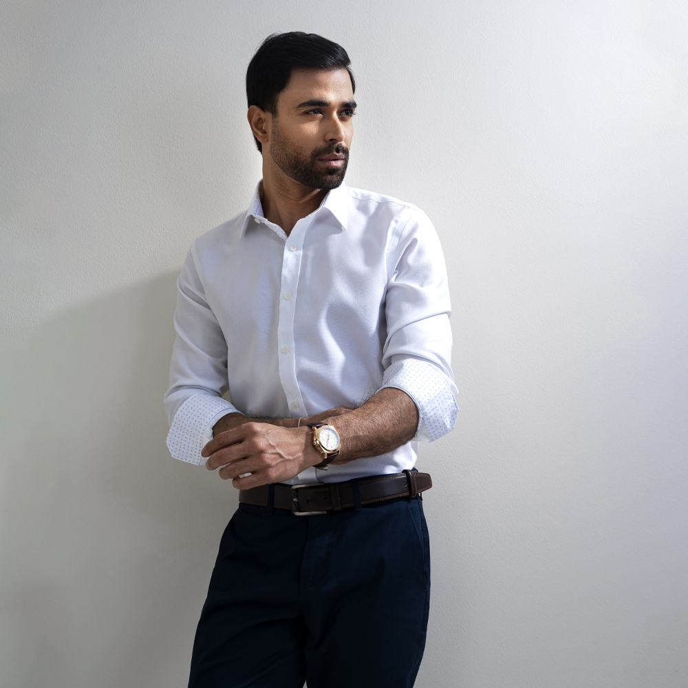 Richman Men's Slim Fit White Color Formal Shirt