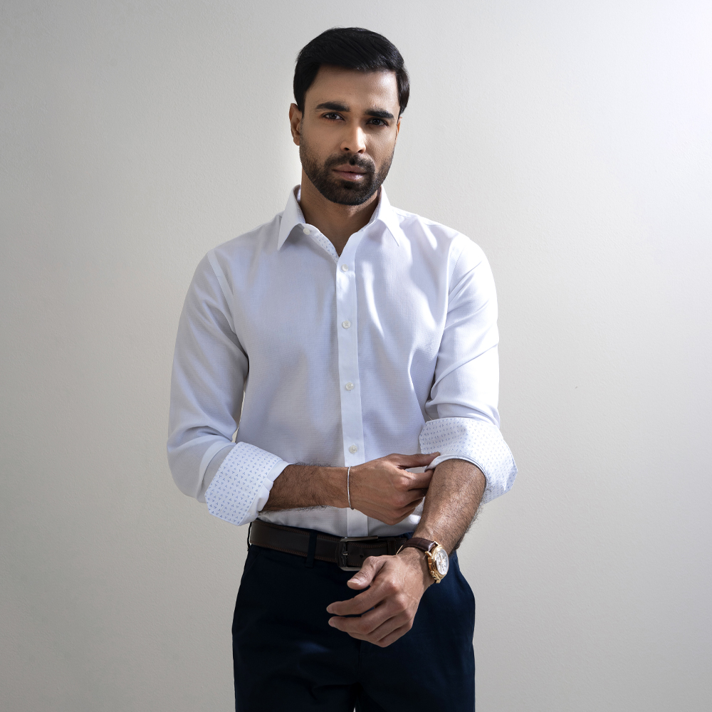 Richman Men's Slim Fit White Color Formal Shirt