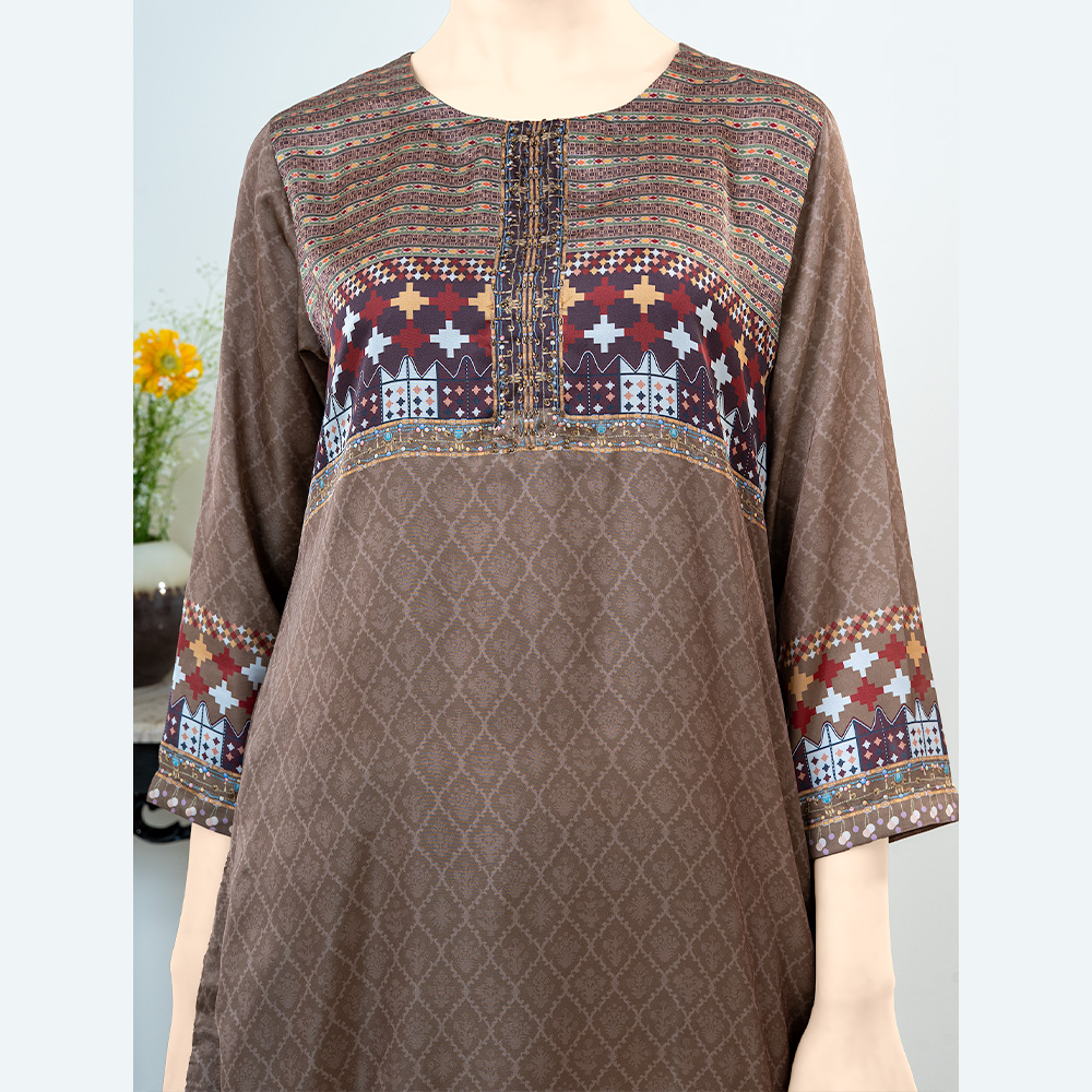 Luxury Festive Muslin Women’s Salwar Kameez – Dark Brown