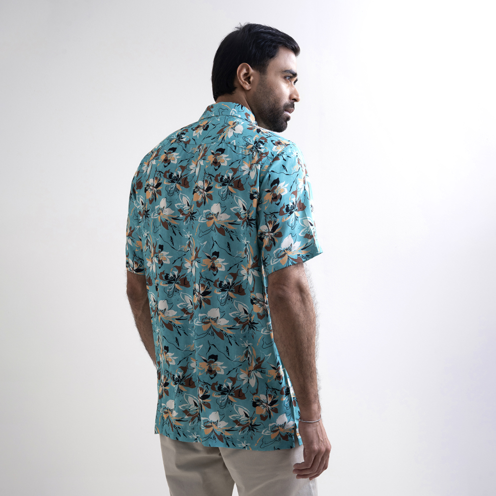 Richman Men’s Half Sleeve Pastel Printed Hawai Shirt