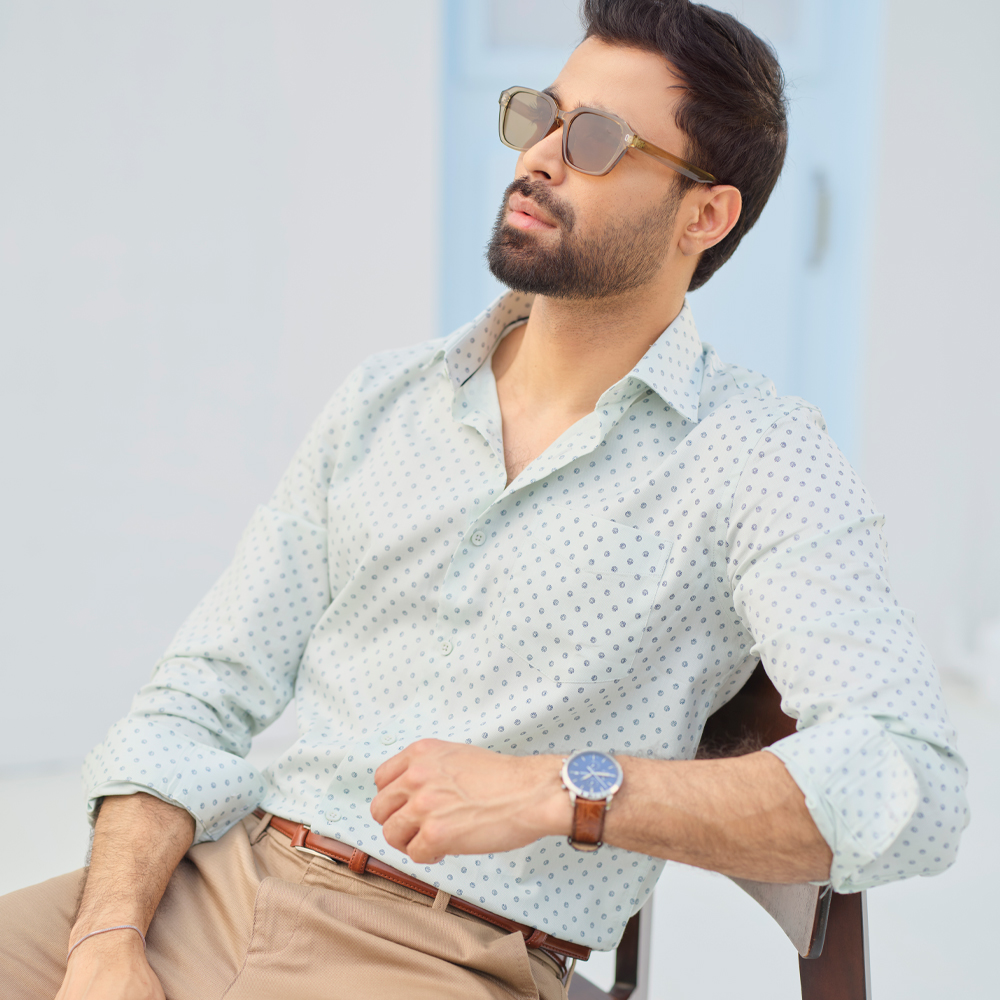 Infinity Men’s Lite Mint Slim Fit Casual Shirt