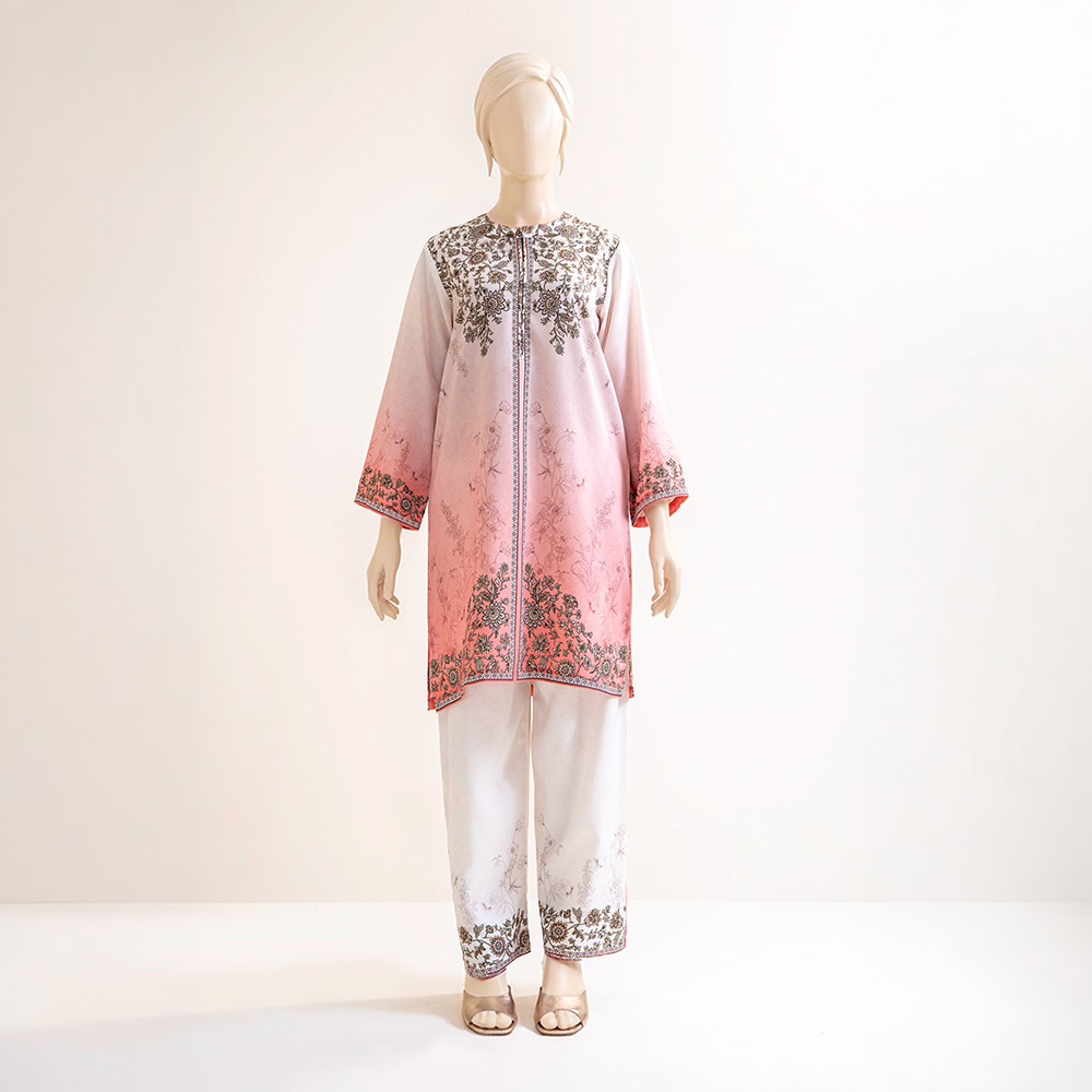 Teen Girls Cream Pink Printed Co-Ords set by MUSLIN