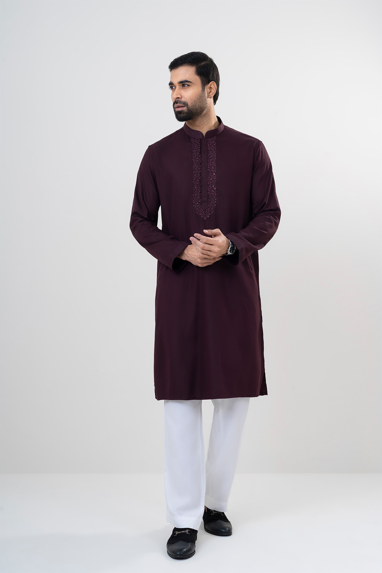 LUBNAN Men’s Chocolate Color Regular Fit Premium Panjabi