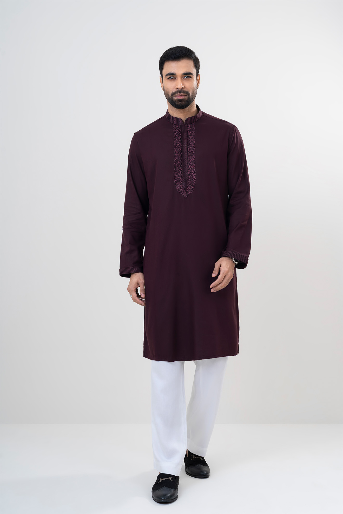 LUBNAN Men’s Chocolate Color Regular Fit Premium Panjabi