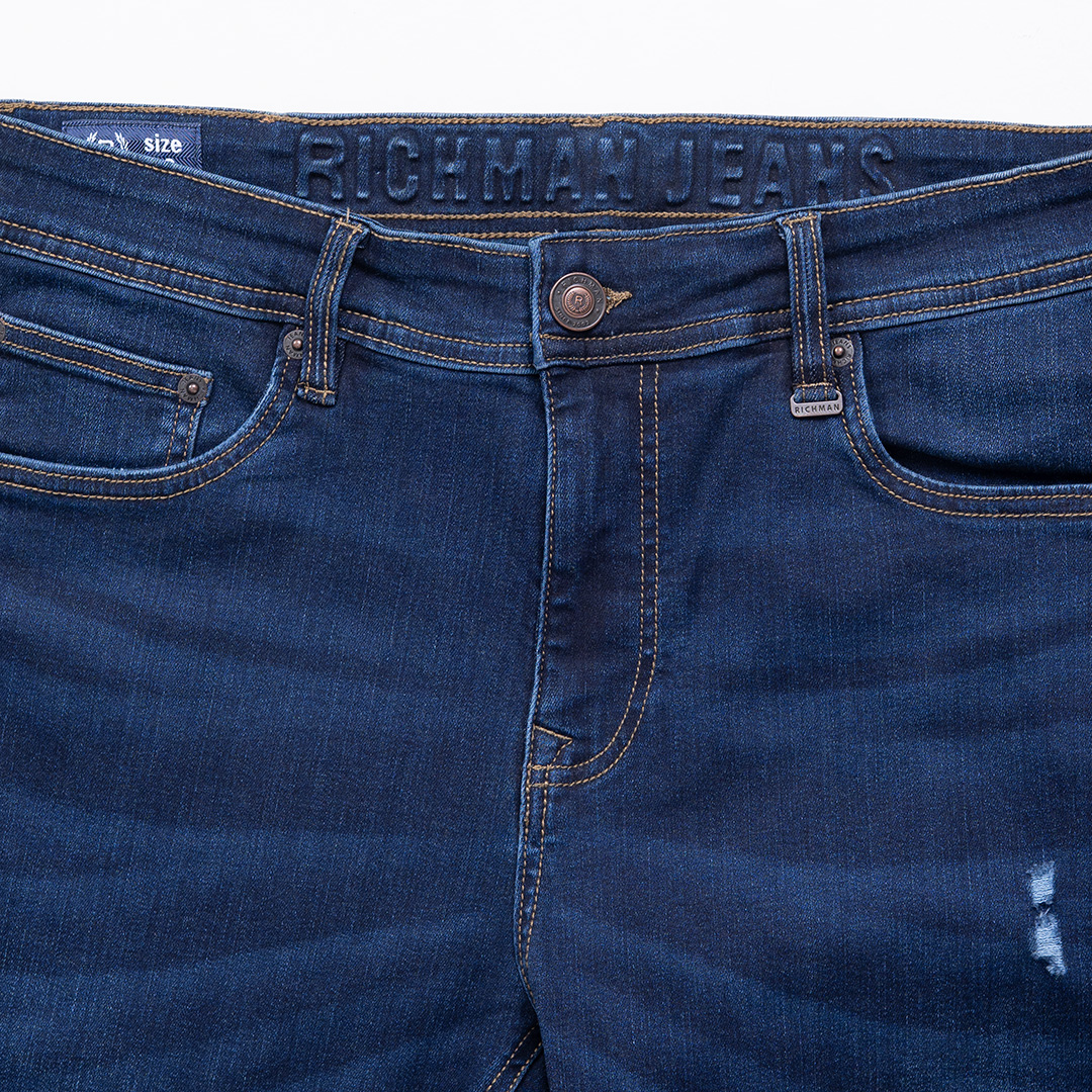 Richman Men’s Dark Indigo Ripped Denim Pant