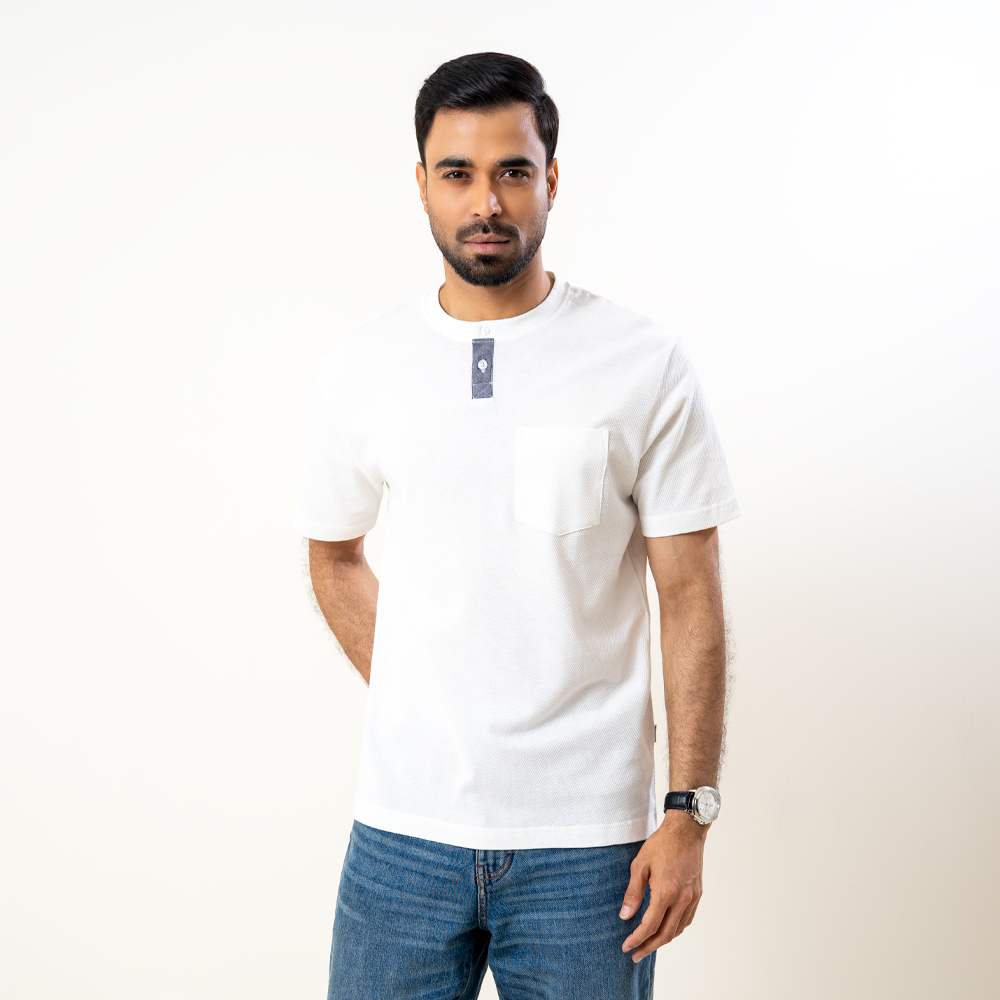 Richman Men’s White Color Round Neck T-Shirt