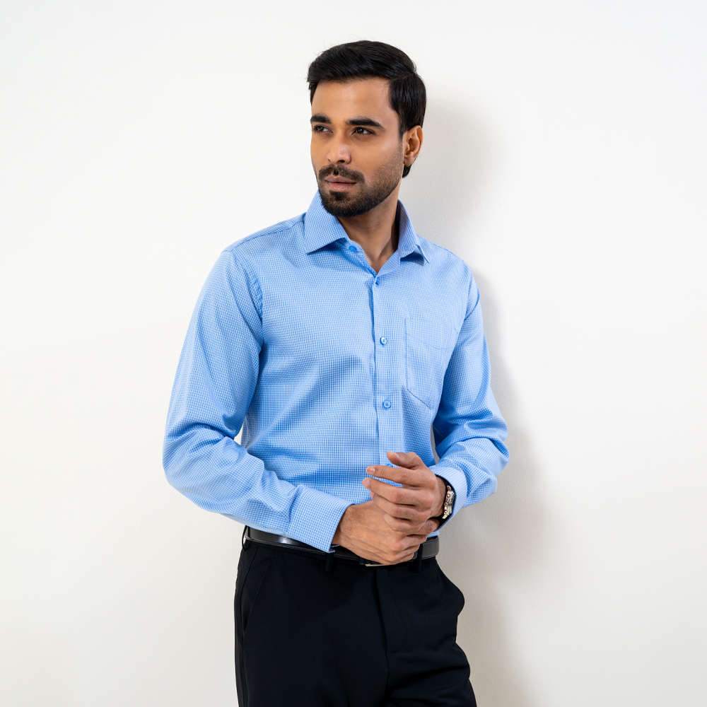 Infinity Men’s Sky Color Premium Check Regular Fit Shirt