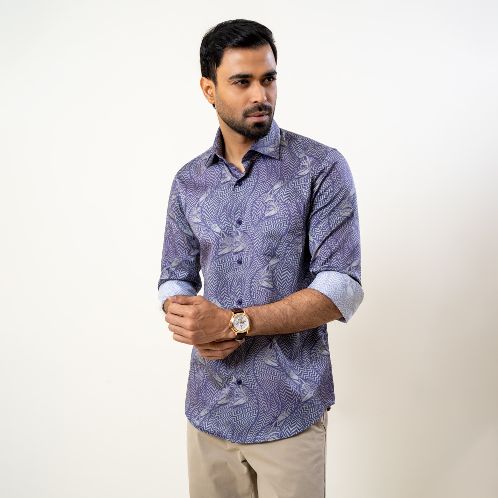 Infinity Men’s Purple Printed Slim Fit Casual Shirt