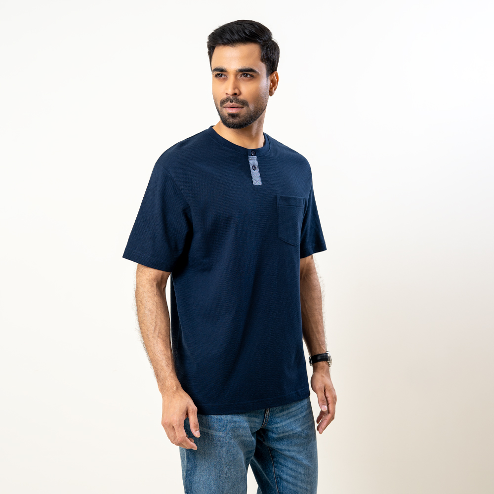 Richman Men’s Navy Color Round Neck T-Shirt
